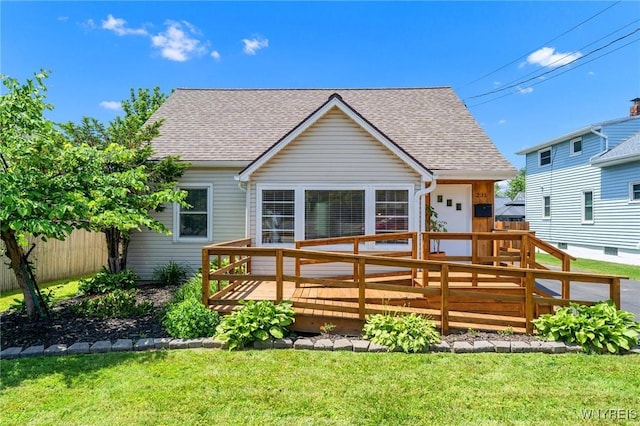 231 Orchard Park Rd, West Seneca, NY 14224 - back of house with roof with shingles and a deck