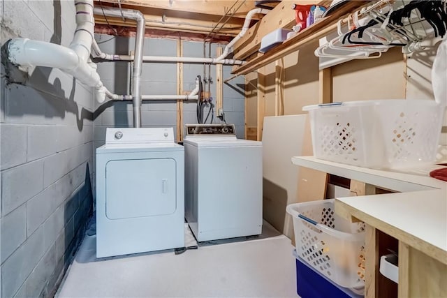 1622 Magog Rd, Macedon, NY 14502 - washroom with washing machine and clothes dryer and concrete block wall