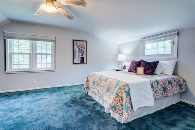36 Oakmount Dr, Irondequoit, NY 14617 - bedroom featuring vaulted ceiling, carpet floors, and a ceiling fan