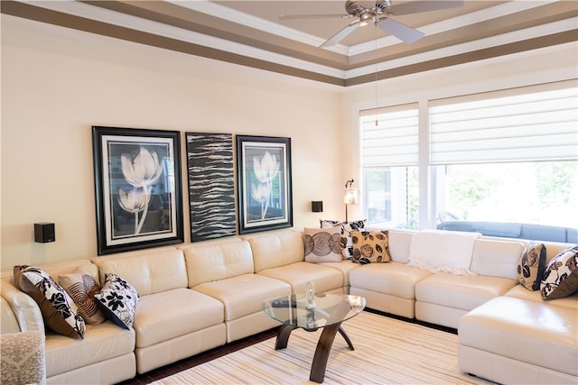 84 Watersong, Penfield, NY 14580 - living room with crown molding and ceiling fan