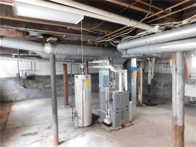 205 Shotwell Park Unit 100, Syracuse, NY 13206 - unfinished basement featuring gas water heater and heating unit