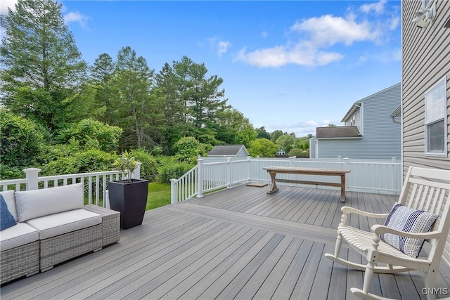 5269 Medasano Cir, Clay, NY 13041 - wooden deck featuring outdoor lounge area