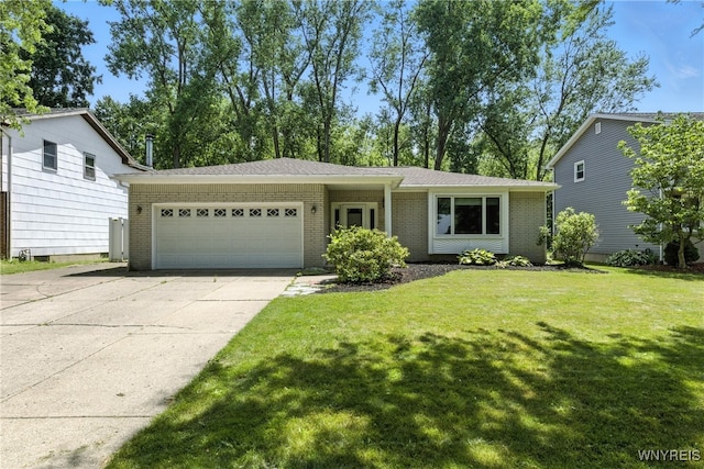 53 Christine Dr, Amherst, NY 14228 - view of front of house with brick siding, an attached garage, concrete driveway, and a front yard