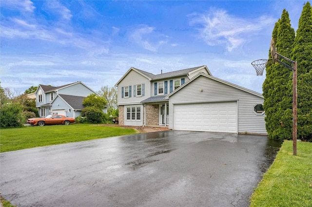 73 Hazel Bark Run, Gates, NY 14606 - view of front of home with asphalt driveway, an attached garage, and a front yard