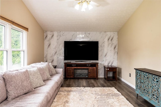 73 Hazel Bark Run, Gates, NY 14606 - living room featuring an accent wall, ceiling fan, and wood finished floors