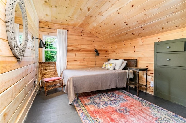 2465 Turk Hill Rd, Perinton, NY 14564 - bedroom featuring lofted ceiling, wood walls, wood ceiling, and wood finished floors