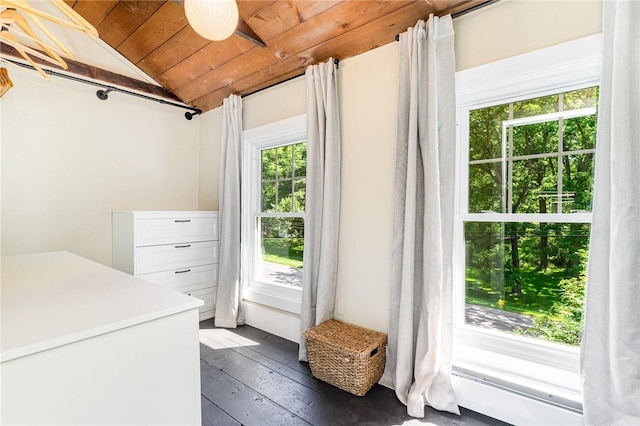 2465 Turk Hill Rd, Perinton, NY 14564 - laundry area featuring wooden ceiling and dark wood-style flooring