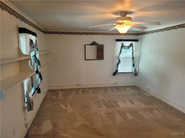 15 Beaver St, Manheim, NY 13329 - unfurnished room with light carpet, a ceiling fan, and ornamental molding