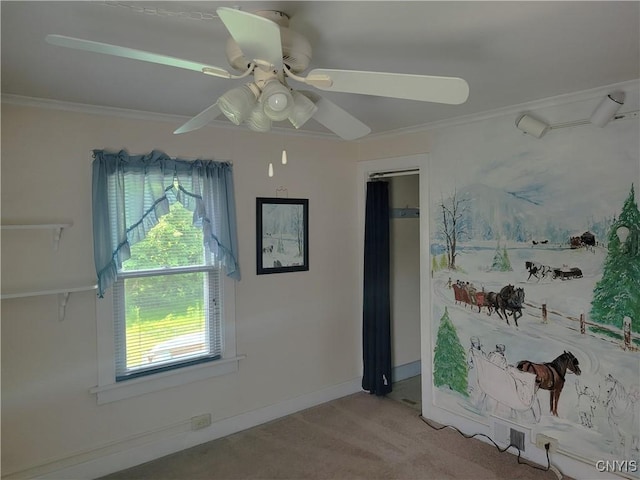 15 Beaver St, Manheim, NY 13329 - unfurnished bedroom featuring ornamental molding, ceiling fan, and carpet flooring