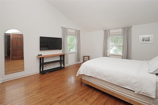 105 Maple Dr, Dewitt, NY 13066 - bedroom featuring light wood-type flooring and high vaulted ceiling