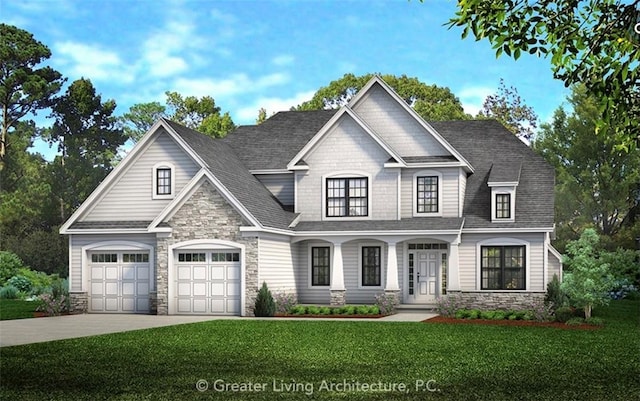 16 Forest Ridge Trl, Parma, NY 14559 - view of front of property featuring stone siding, a front yard, and concrete driveway
