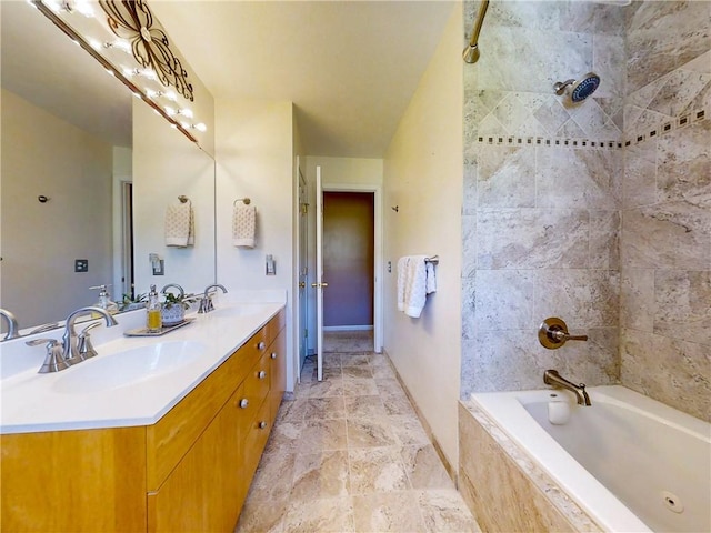 3409 Fieldstone Ln, Erwin, NY 14870 - full bathroom featuring double vanity and tiled shower / bath combo