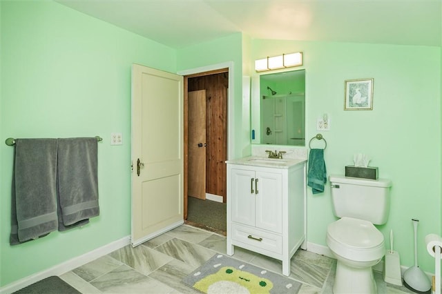 1463 Lehigh Station Rd, Henrietta, NY 14467 - bathroom featuring vanity, marble finish floors, and a shower