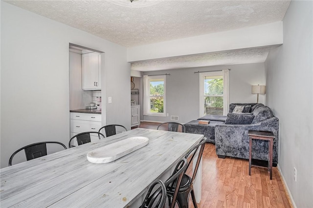 3487 Scenic Way, Walworth, NY 14502 - dining area featuring a textured ceiling and light wood-style flooring