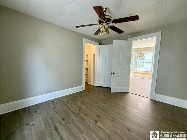 118 S 8th St, Olean-City, NY 14760 - unfurnished bedroom with dark wood-style flooring and a ceiling fan