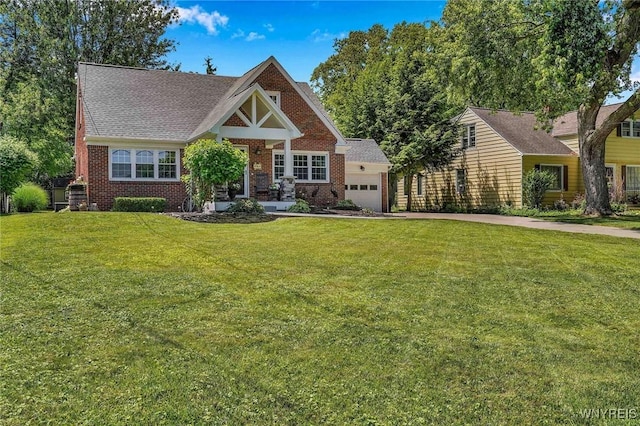 4964 Meadowbrook Rd, Clarence, NY 14221 - view of front of property featuring driveway, brick siding, a front lawn, and an attached garage