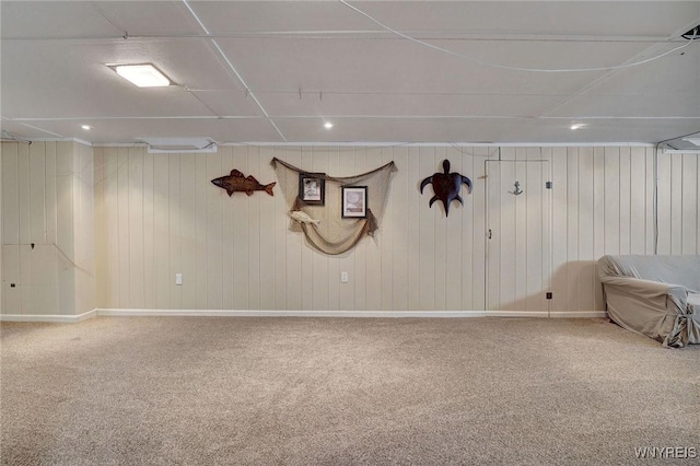 4964 Meadowbrook Rd, Clarence, NY 14221 - basement with carpet floors, recessed lighting, and wooden walls