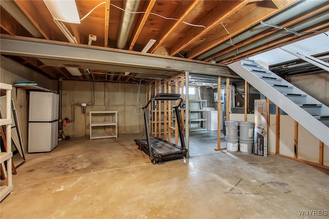355 Fawn, West Seneca, NY 14224 - unfinished below grade area featuring washer / dryer and stairs