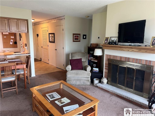 34 Oneida Dr, Chautauqua, NY 14728 - carpeted living room with a fireplace
