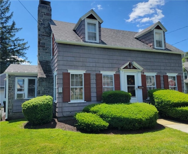 25 Francis Ave, Norwich, NY 13815 - view of front of property with a chimney, a front lawn, and a shingled roof