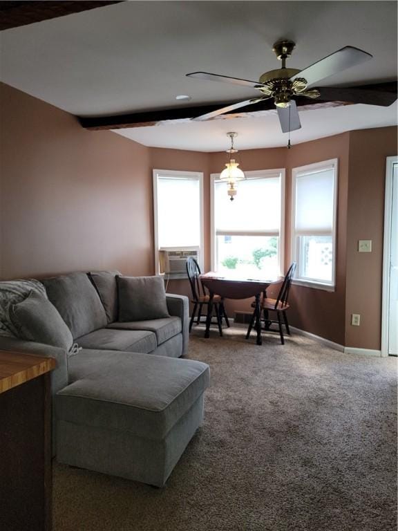 25 Francis Ave, Norwich, NY 13815 - living room with carpet floors, ceiling fan, and cooling unit