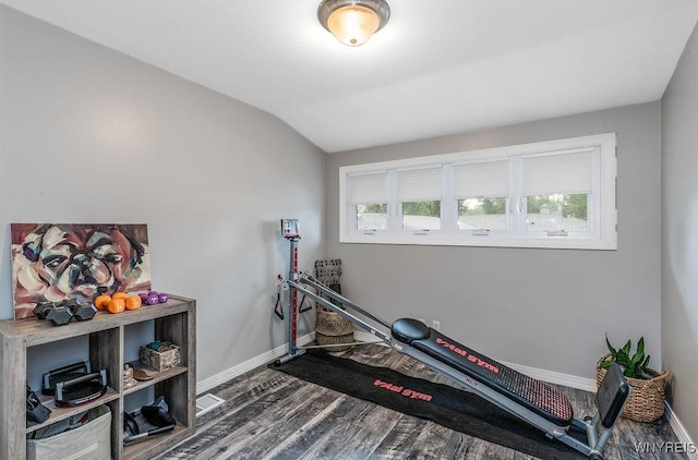 760 Westbrook Dr, North Tonawanda, NY 14120 - exercise area with wood finished floors and vaulted ceiling