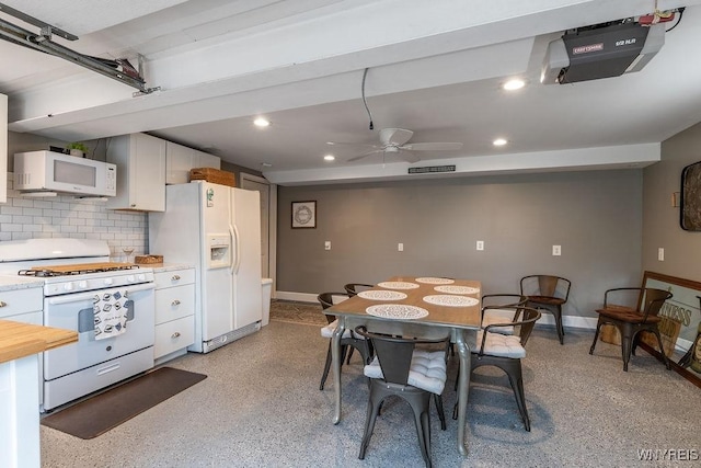 760 Westbrook Dr, North Tonawanda, NY 14120 - dining area featuring ceiling fan, recessed lighting, and dark speckled floor