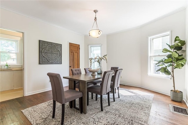 190 Laburnam Cres, Rochester, NY 14620 - dining space featuring plenty of natural light, ornamental molding, and hardwood / wood-style flooring
