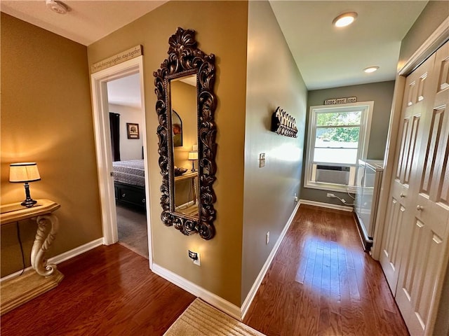 187 Seaward Ave, Bradford-City, PA 16701 - corridor with wood-type flooring, separate washer and dryer, cooling unit, and recessed lighting