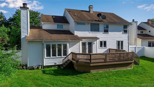 10 San Mateo Ct, Amherst, NY 14051 - back of house with a wooden deck and a chimney