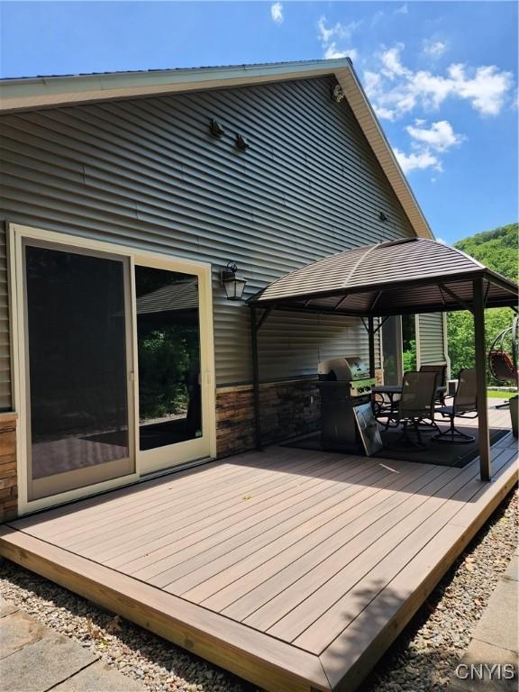 1683 Song Mountain Rd, Preble, NY 13141 - wooden deck with a gazebo and grilling area