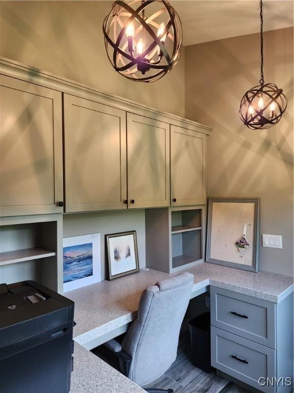 1683 Song Mountain Rd, Preble, NY 13141 - office area with a chandelier and built in study area