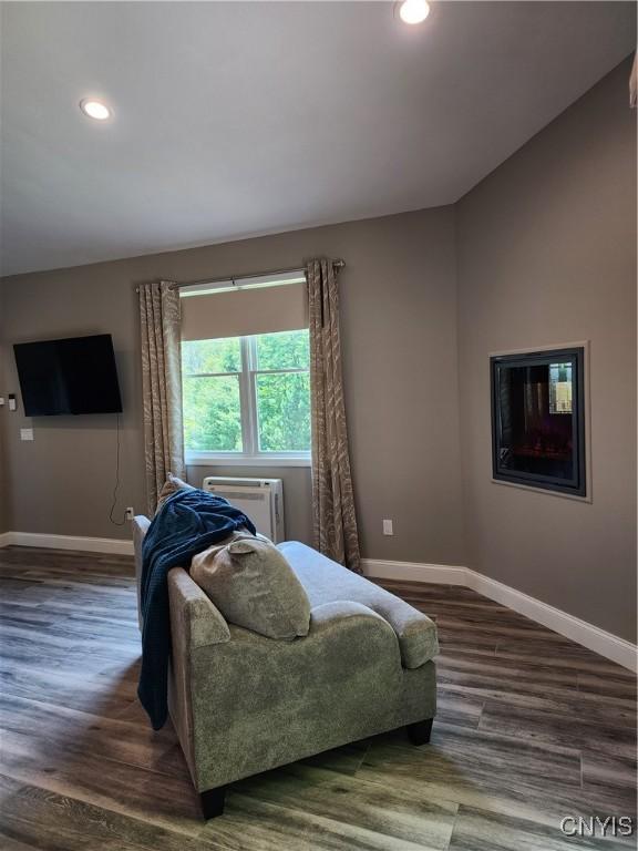 1683 Song Mountain Rd, Preble, NY 13141 - living area with a wall mounted AC, wood finished floors, and recessed lighting
