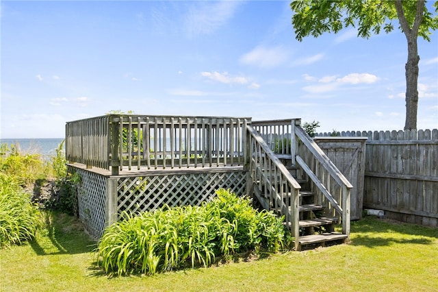 5808 W Wautoma Beach Rd, Hamlin, NY 14468 - view of yard featuring a deck with water view