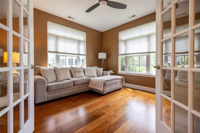 246 Maryview Dr, Penfield, NY 14580 - living room with a ceiling fan and wood finished floors