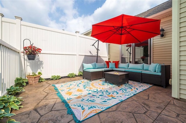 246 Maryview Dr, Penfield, NY 14580 - fenced backyard with outdoor lounge area and a patio area
