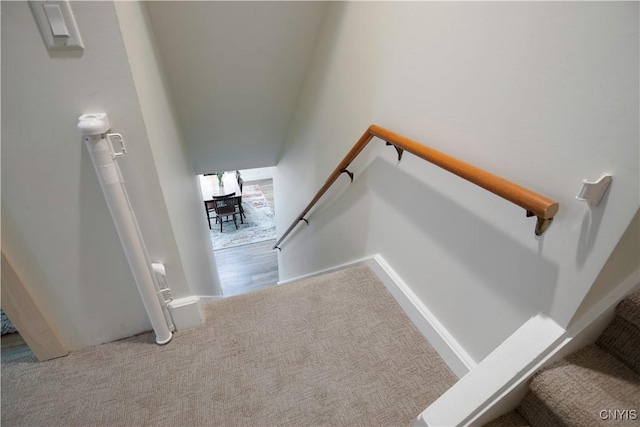 1848 Otisco Valley Rd, Otisco, NY 13110 - staircase featuring carpet flooring and baseboards