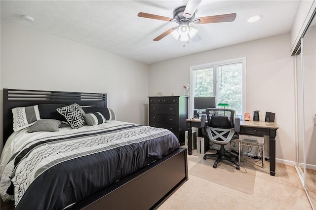 321 Penhurst Rd, Brighton, NY 14610 - bedroom featuring light carpet, a ceiling fan, recessed lighting, and a closet