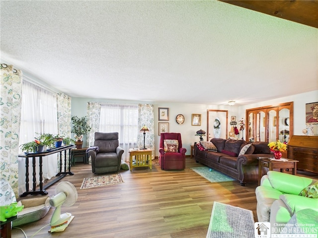 407 N Clark St, Olean, NY 14760 - living area featuring wood finished floors and a textured ceiling