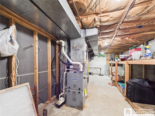 407 N Clark St, Olean, NY 14760 - unfinished basement featuring heating unit