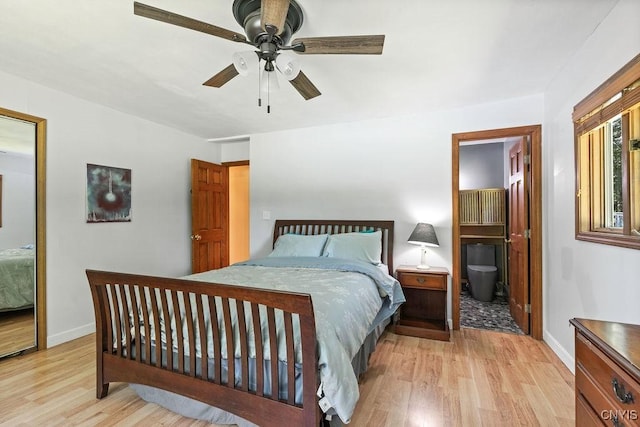 20 Hickory Grove Rd, Spur, Minetto, NY 13069 - bedroom featuring wood finished floors, a ceiling fan, and connected bathroom