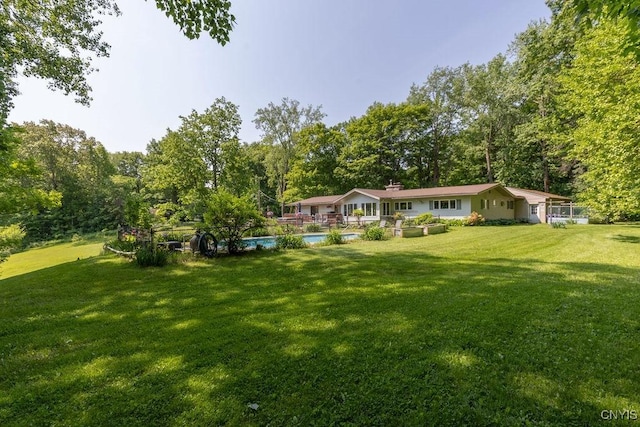 20 Hickory Grove Rd, Spur, Minetto, NY 13069 - view of grassy yard with an outdoor pool