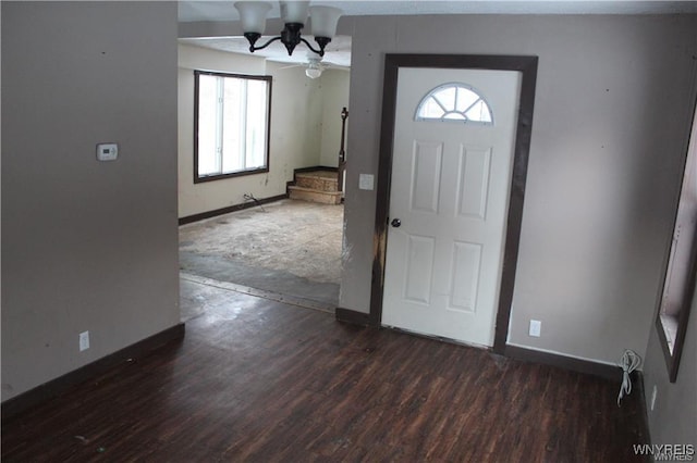 61 N Franklin St, New Albion, NY 14719 - foyer entrance featuring dark wood-style flooring and a chandelier