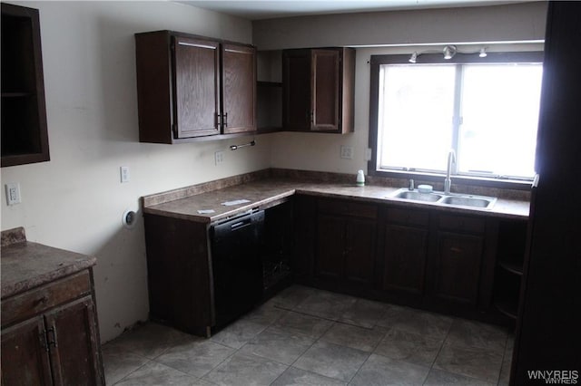 61 N Franklin St, New Albion, NY 14719 - kitchen with black dishwasher and dark brown cabinets