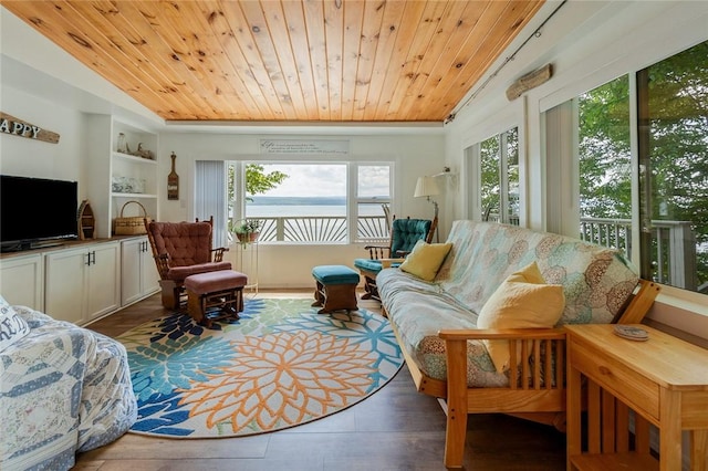 1753 Log Cabin Rd, Torrey, NY 14527 - living area featuring wooden ceiling and wood finished floors