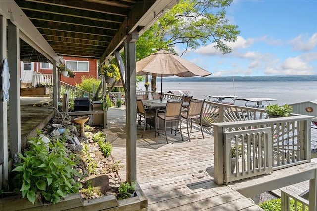 1753 Log Cabin Rd, Torrey, NY 14527 - deck with a water view and outdoor dining area