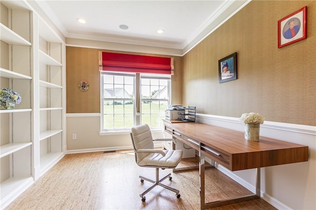 801 Surrey Hill Way, Henrietta, NY 14623 - office featuring ornamental molding and wood finished floors