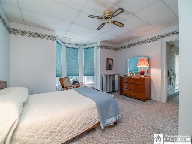 12 Central Ave, Portland, NY 14716 - bedroom featuring carpet flooring, a drop ceiling, and ceiling fan