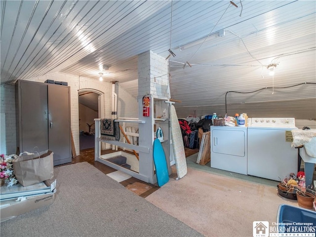 12 Central Ave, Portland, NY 14716 - basement with independent washer and dryer and arched walkways