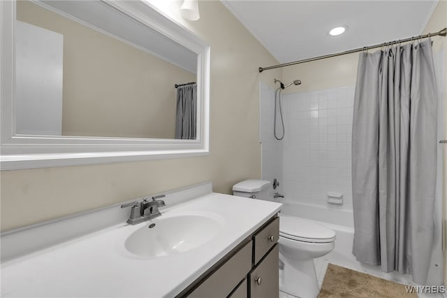 335 S Cayuga Rd Unit B, Amherst, NY 14221 - bathroom with vanity, shower / tub combo with curtain, and recessed lighting